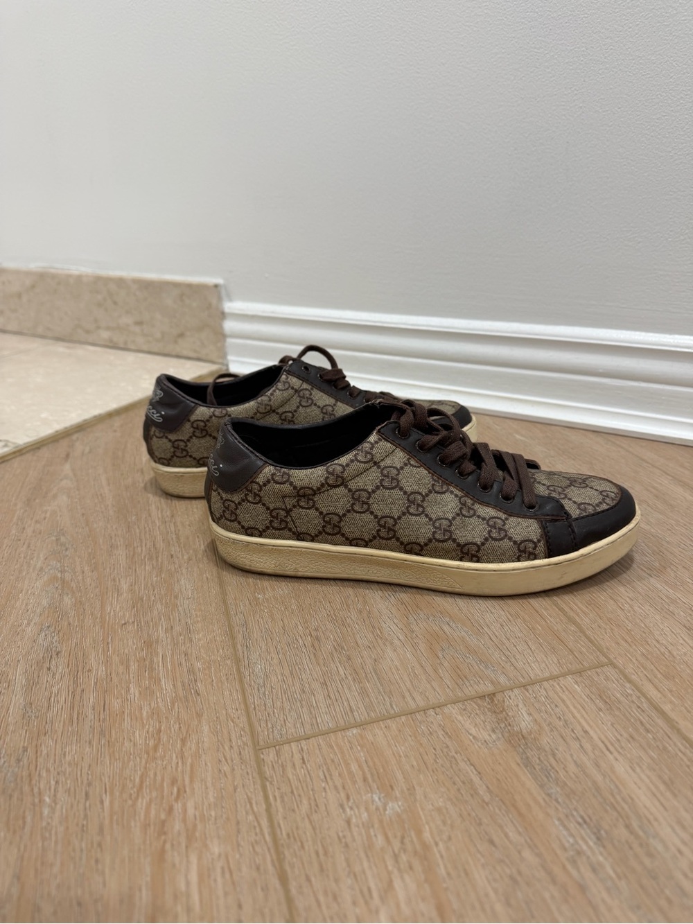 Gucci Brown & Beige GG Canvas Low-Top Sneakers